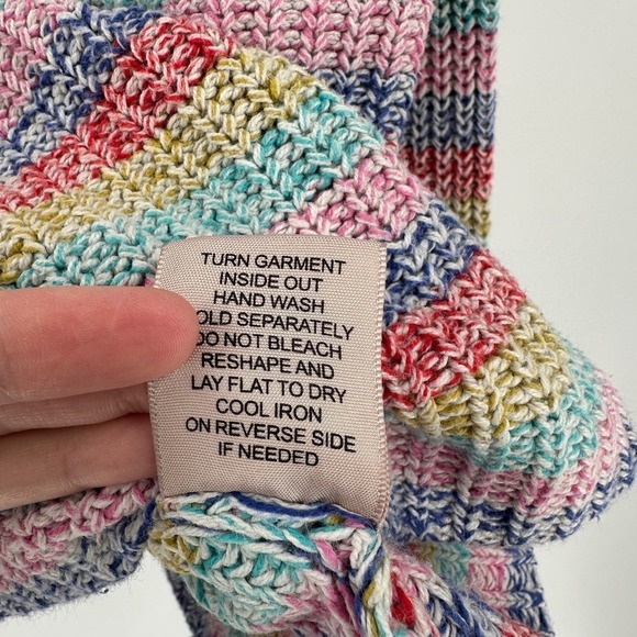 Philosophy Rainbow Striped Cotton Blend Crew Neck Pullover Knit Sweater Large - Picture 5 of 9